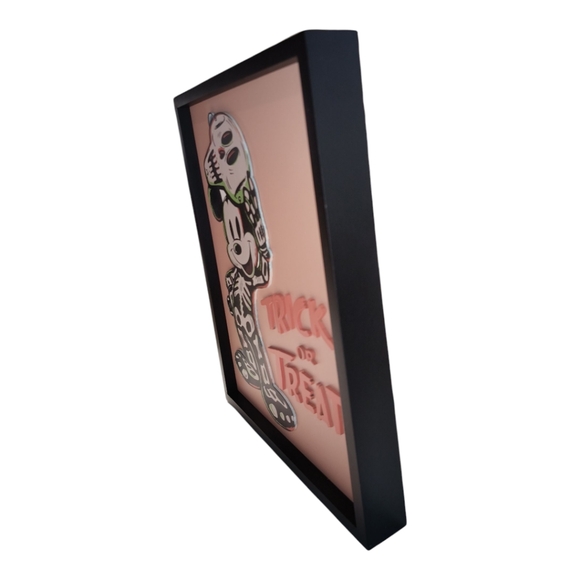Mickey Mouse Halloween Skeleton Trick or Treat Wall Art - Black Frame NWT. - Picture 8 of 11